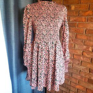 NWOT! Lulu's Floral Forever Green & Pink Floral Print Smocked Dress - Size M